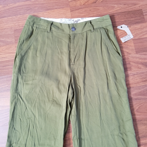 Frye and Co. Wide Leg Crop Trousers Pants Size XS Olive Green New - Picture 3 of 7